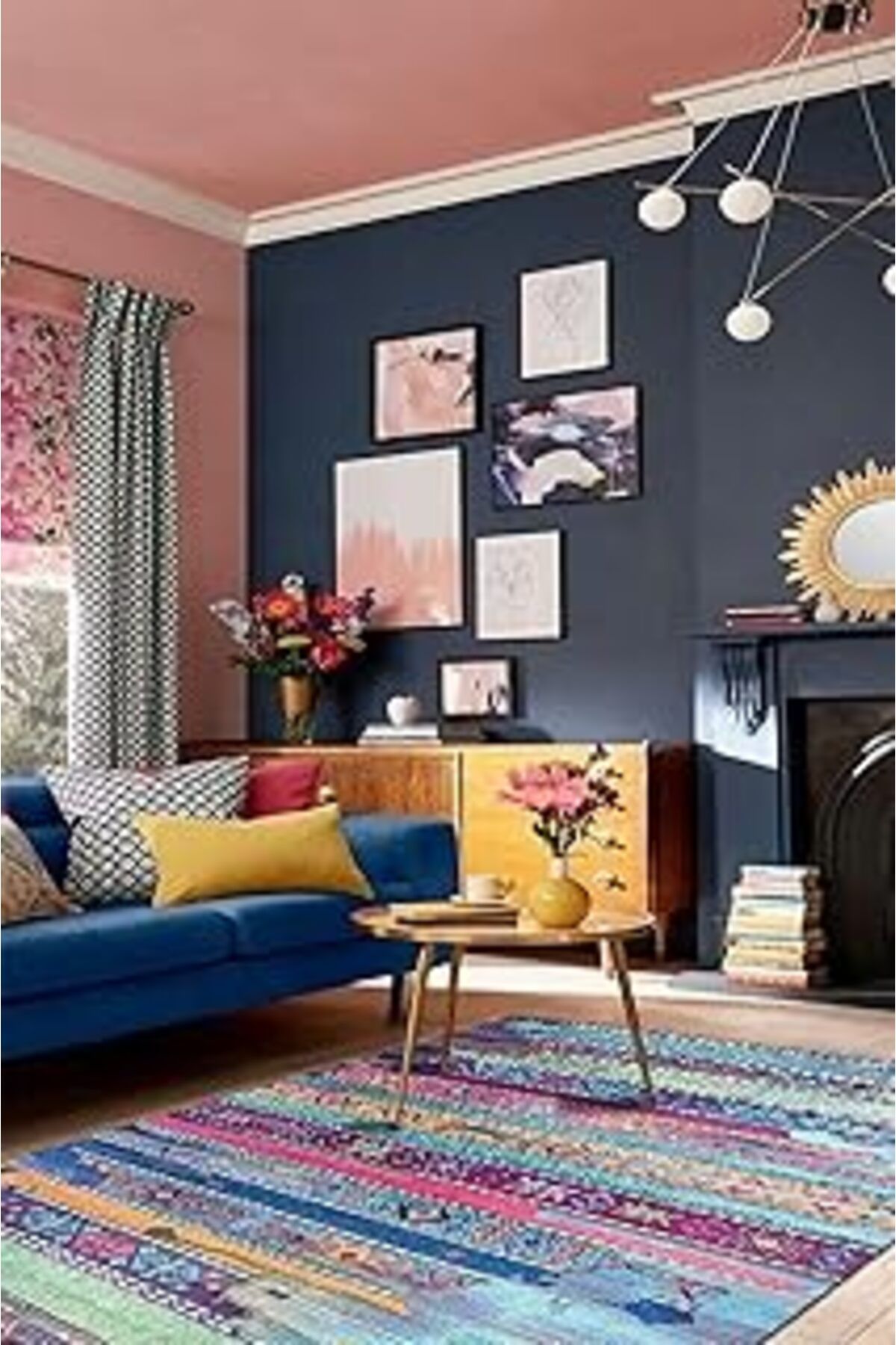 ASİTAN Depoba Brielle Kadife Modern Kaymaz Pamuk Tabanlı Yıkanabilir Antibakteriyel Salon Halısı 80X150
