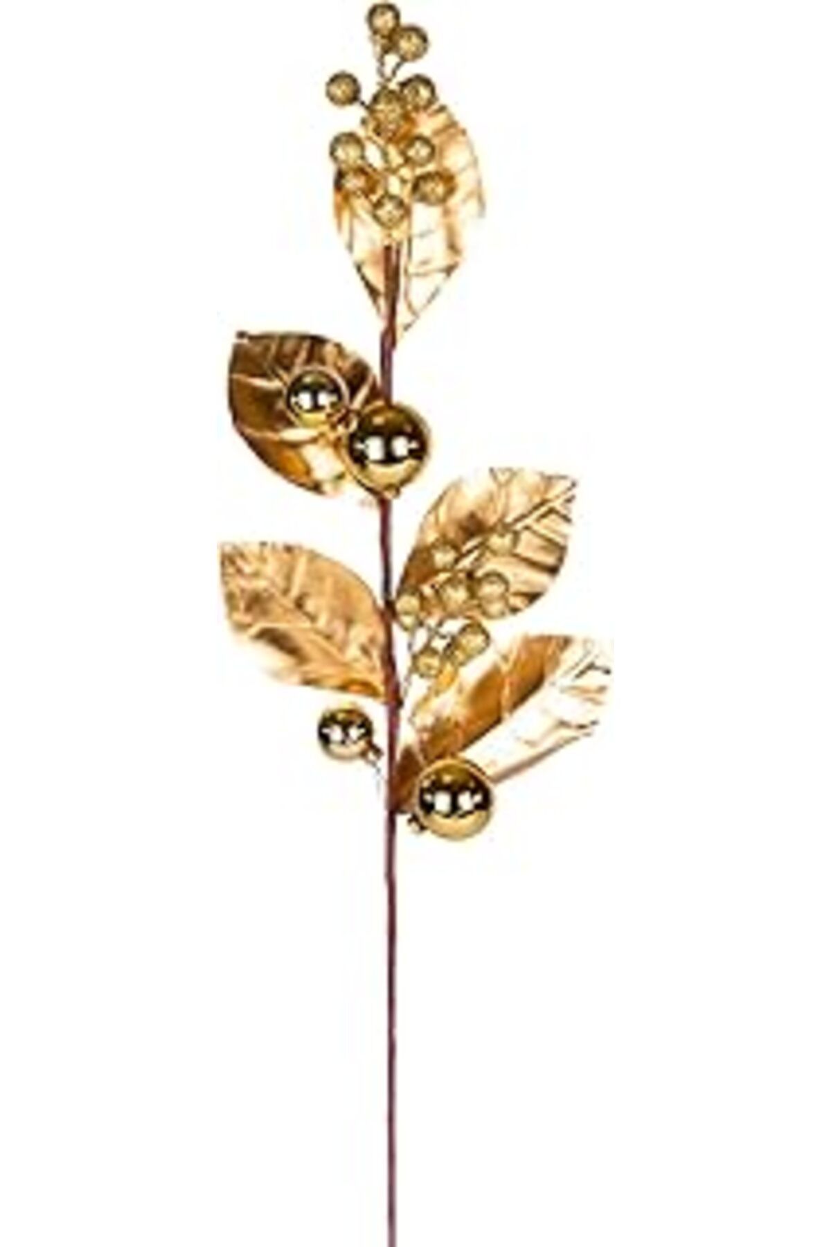 ASİTAN Herdekora Yılbaşı Çiçeği Pike Berry Gold Simli Gold Yapraklı Yılbaşı Toplu Gold 70 Cm.