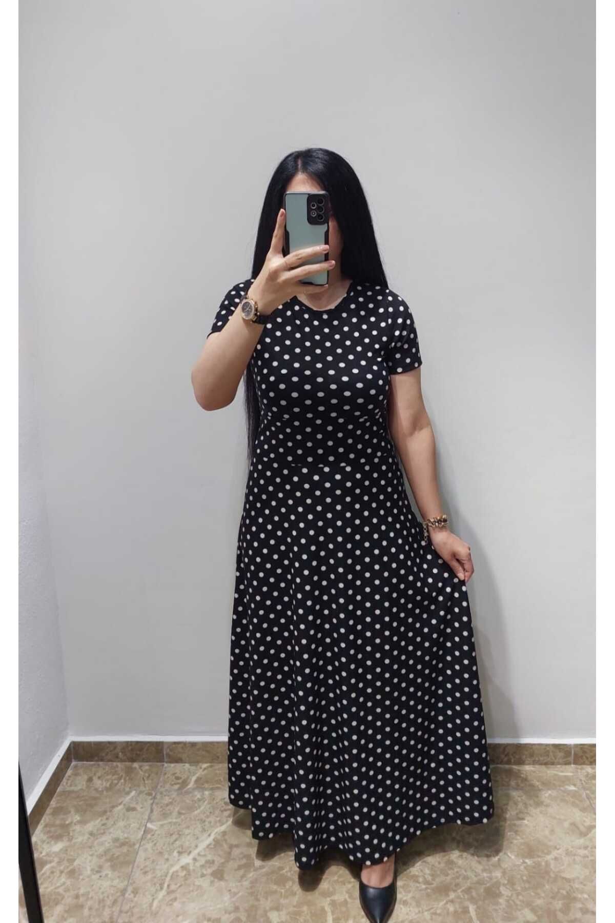 Nida Çelik Collection Puantiyeli Uzun Elbise