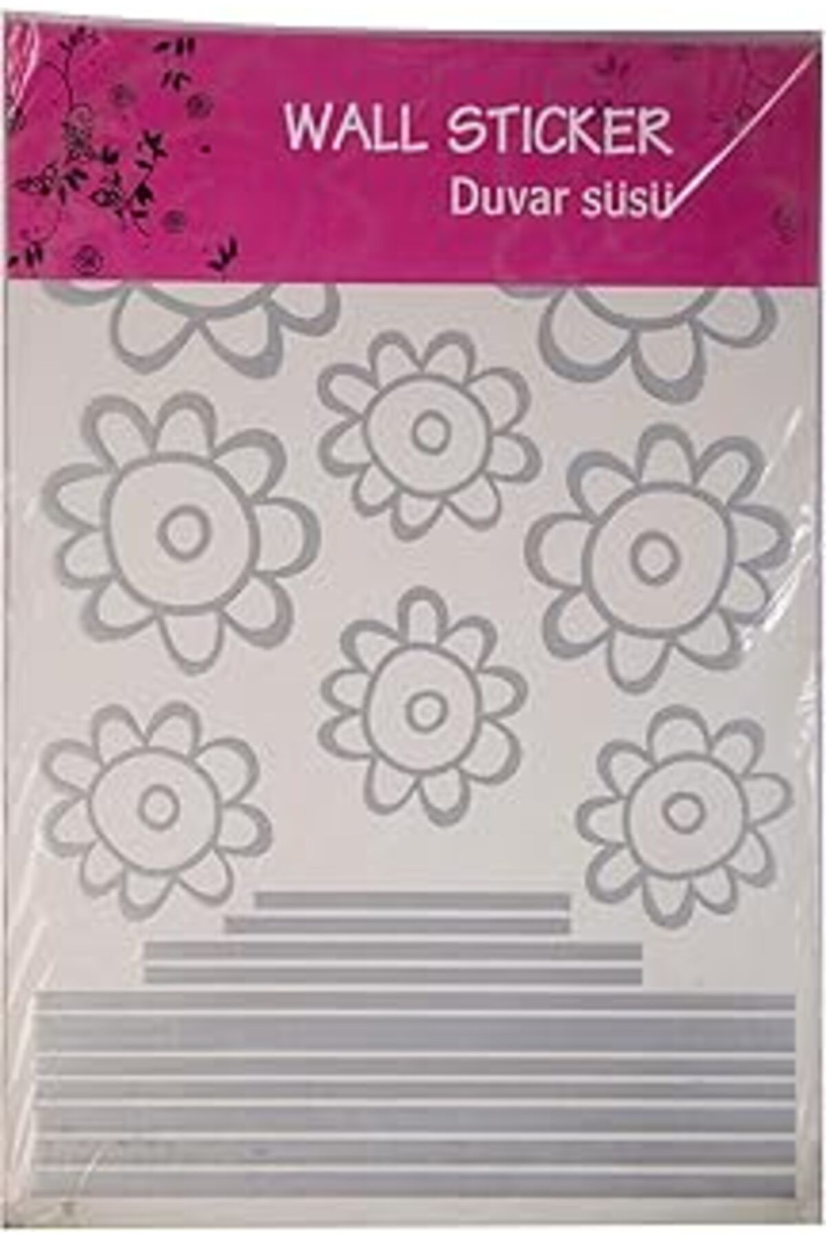 ASİTAN Bosphorus Duvar Süsü (Sticker) Gri Papatyalı Şeffaf Filmli Pvc 48X33X0,5Cm