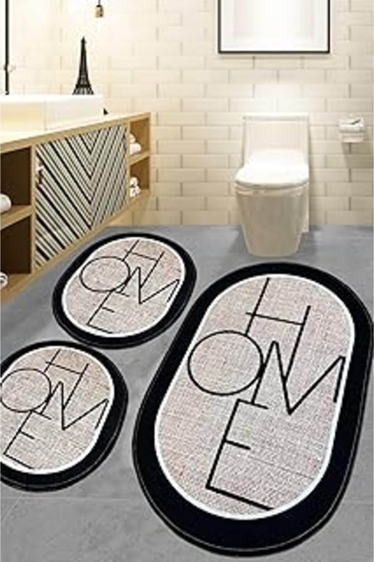 ASİTAN Chilai Home Mohe 3Lü Set Banyo Halısı Djt