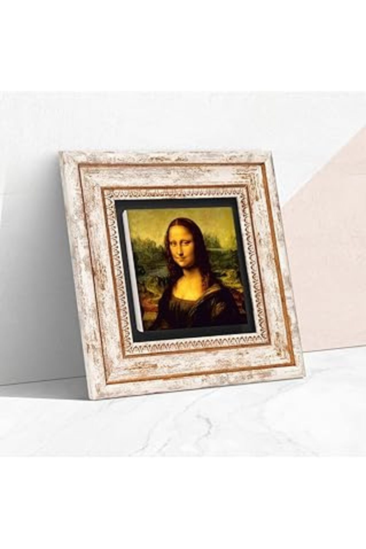 NETWORK ART Pinecone Leonardo Da Vinci Mona Lisa Taş Duvar Tablosu - Çerçeveli Taş Tablo - Dekoratif Duvar Sana