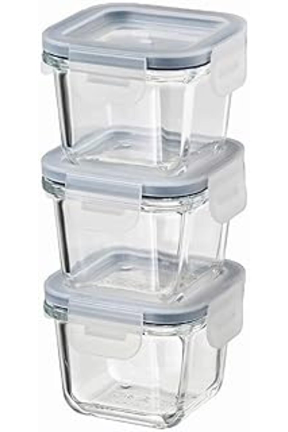 ASİTAN 365+ Kapaklı Gıda Kabı, Kare/Cam 180Ml, 3'Lü Set