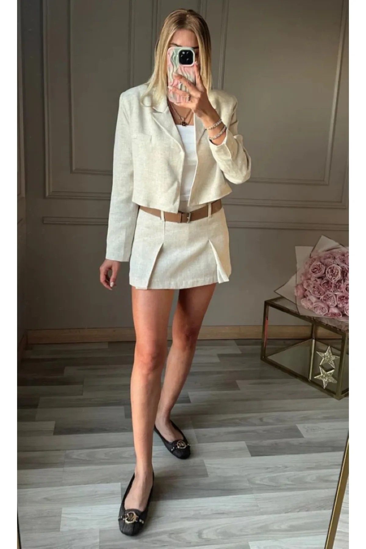 My Blog Taş Crop Ceket Şort Etek Takım