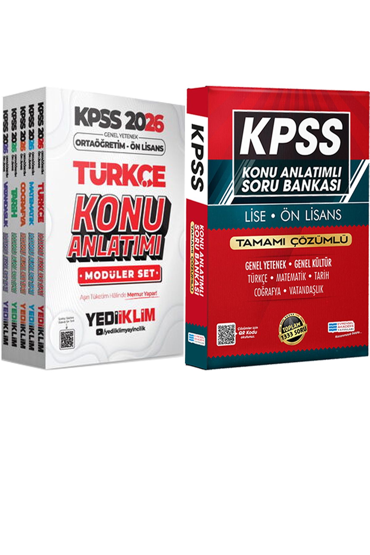 Yediiklim Yayınları 2026 KPSS Ortaöğretim Ön Lisans Konu Modüler Set + Lise Önlisans Konu Ant. Soru