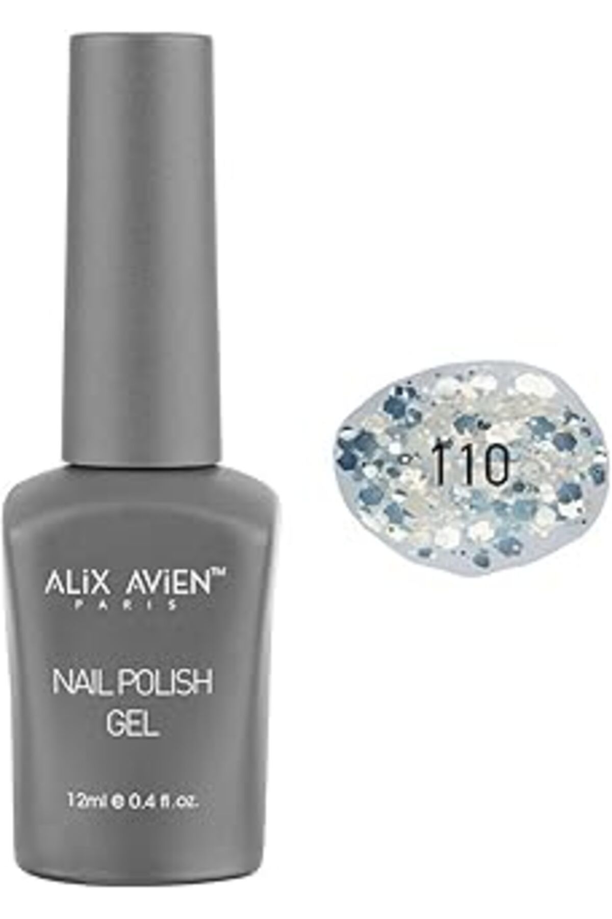 Qedii Alix Avien Gümüş Işıltılı Şeffaf Kalıcı Oje 110-Yoğun Renk Veren Jel Oje 12 Ml-Nail Uv Gel Polish 1