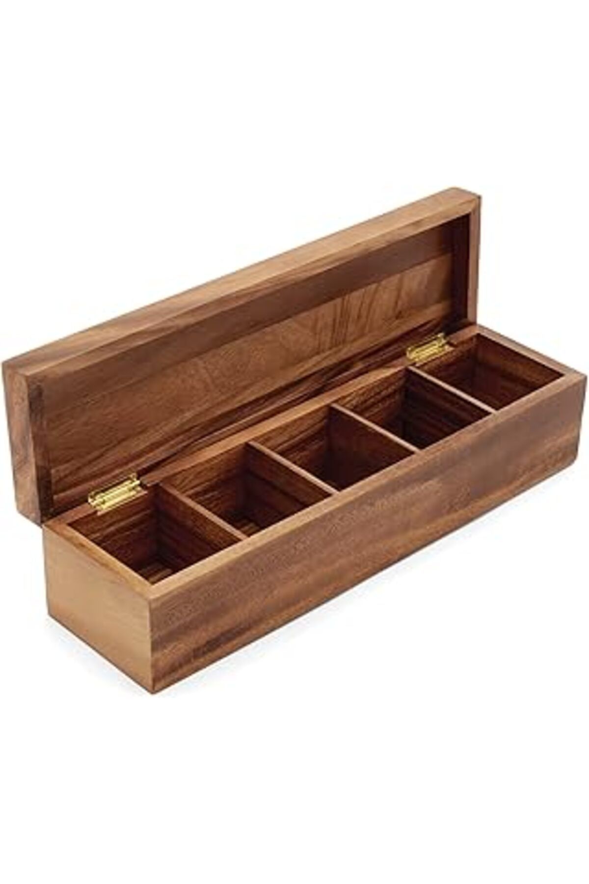 Mu Art Ahşap Ironwood Gourmet 5 Bölmeli, Büyük Çay Kutusu, Sert Ahşap, 38,7 X 9,5 X 10,2 Cm, L