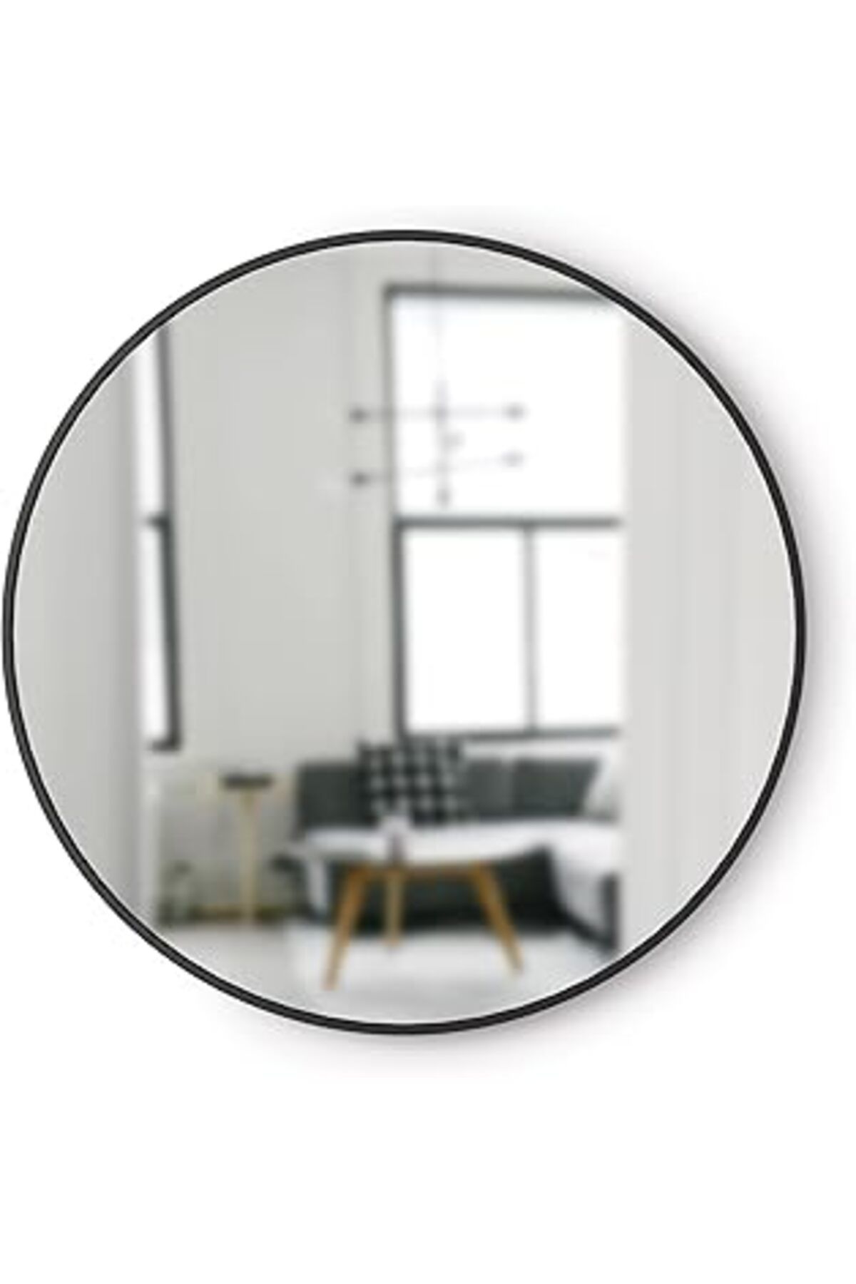 Mu Art Ahşap Hub Duvar Aynası, Koridor, Banyo, Oturma Odası Ve Daha Fazlası İçin Yuvarlak Ayna, Siyah, 94