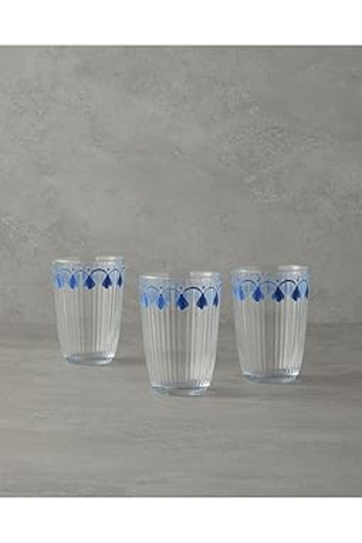 Mu Art Ahşap English Home Carnival Drip Cam 3'Lü Bardak 395 Ml Mavi