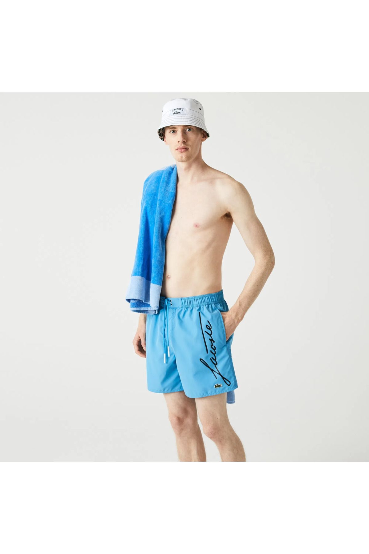 Lacoste Erkek Baskılı Mavi Mayo Şort