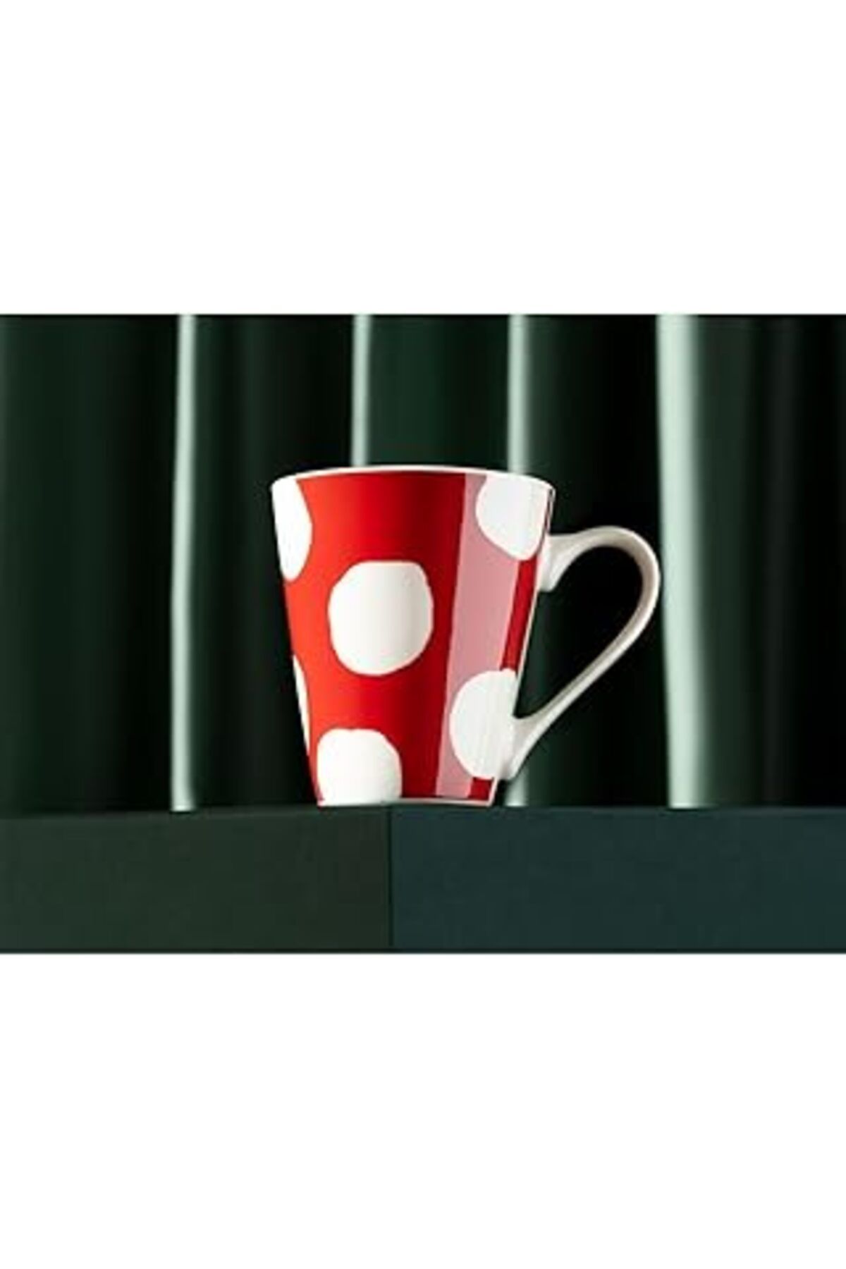 Mu Art Ahşap Espoir Point New Bone China Kupa, Beyaz - Kırmızı