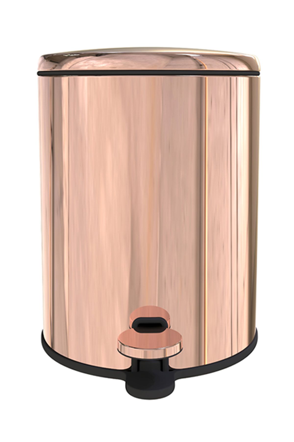 Prima Nova Cigo Metal Pedallı Çöp Kovası 6 LT - Rose Gold İç Kısım Siyah