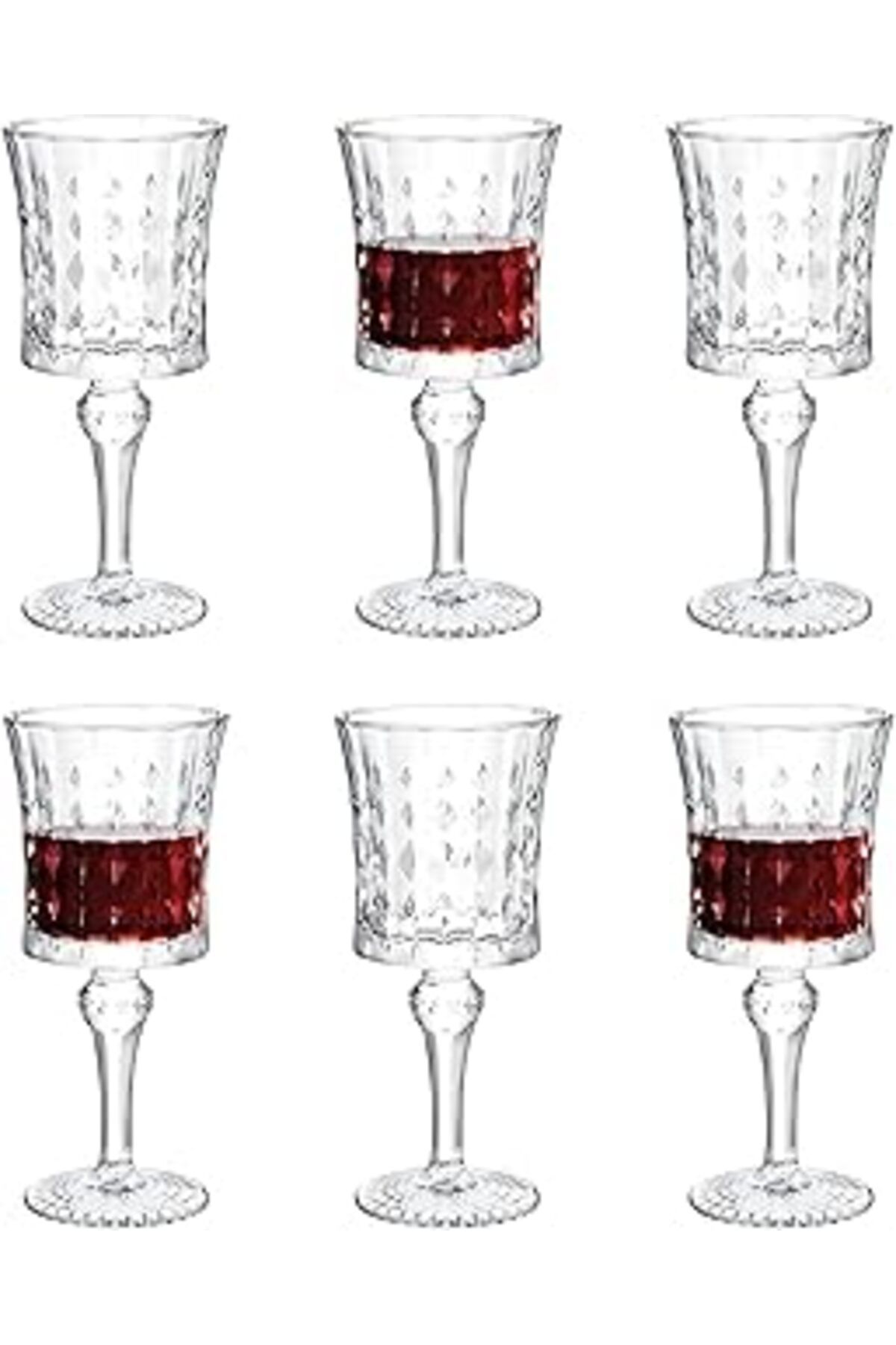 ASİTAN 6'Lı Kristal Kadeh Seti - 200 Ml Zarif Desenli Bardak, Su Ve Şerbet Kadehi, Davet Ve Günlük Kullanı