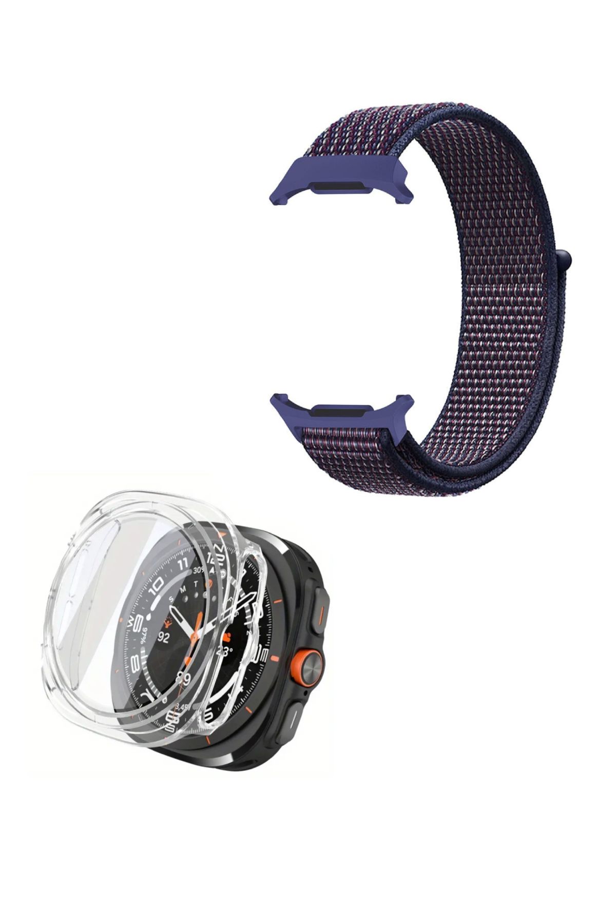 NANOSPACE Samsung Galaxy Watch Ultra 47mm İle Uyumlu Kumaş Kordon Ve Silikon Kasa Hediye