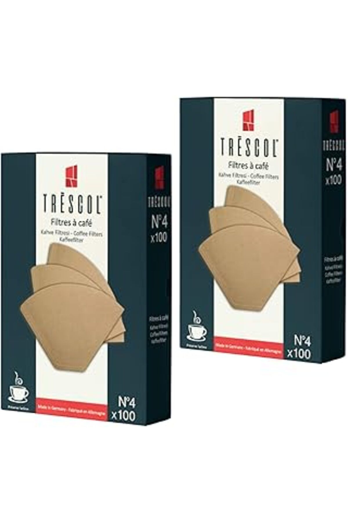 Mu Art Ahşap Trescol Genel Kahve Filtresi 4 Numara (Büyük Boy) Naturel Kağıt 2X100 200'Lü Paket