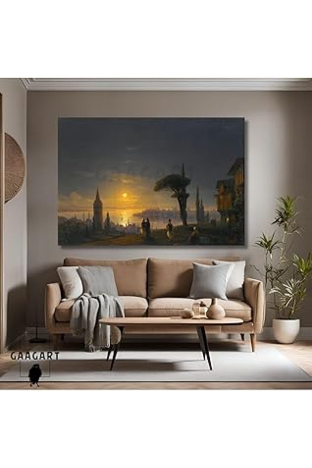 Mu Art Ahşap Gaagart Tekli Yatay Kanvas Duvar Tablosu İvan Ayvazovski Galata Kulesi, 40 X 30