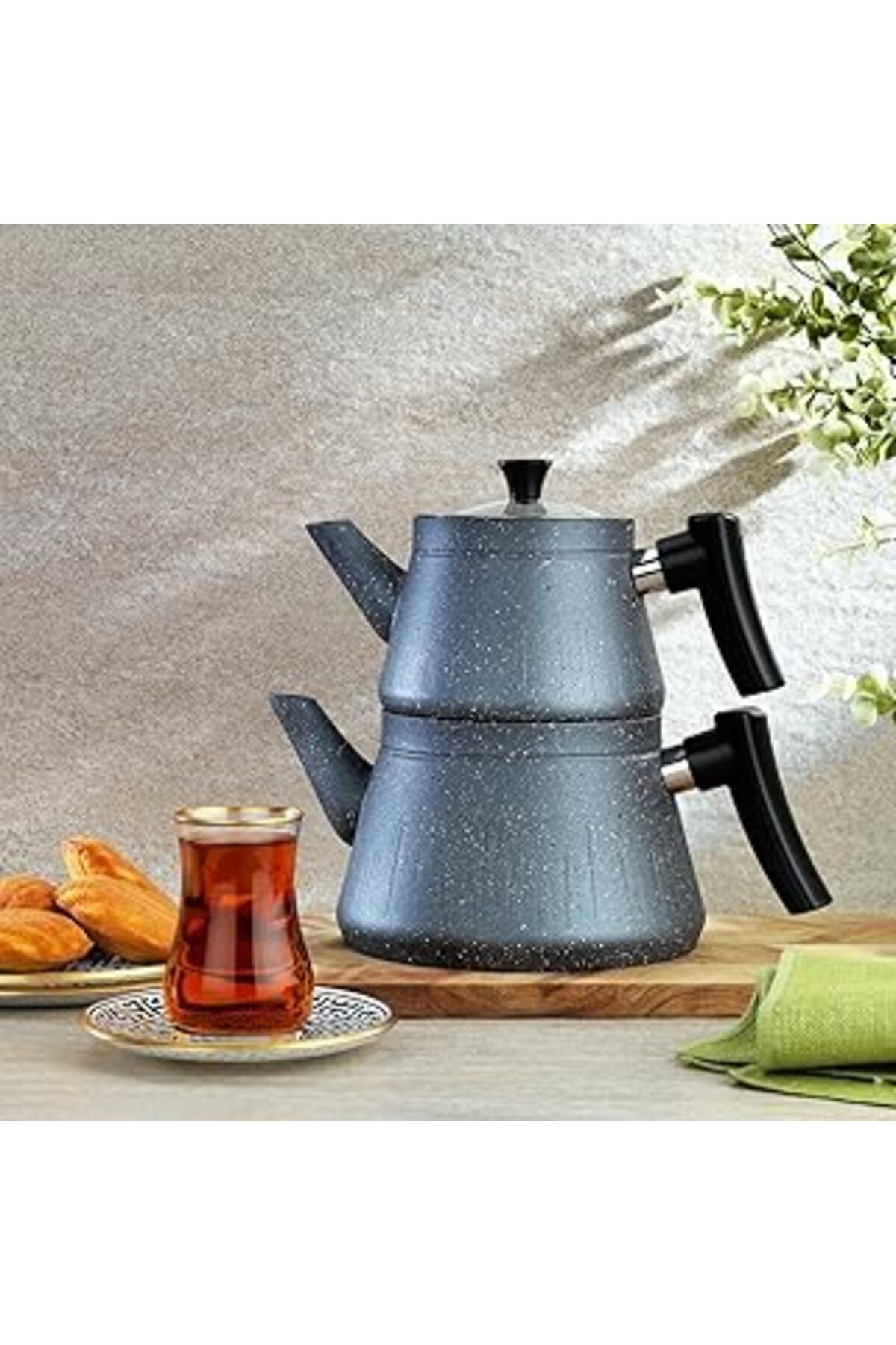 Mu Art Ahşap Schafer Solea Y.Y. Çaydanlık Takımı 3 Parça-Gri