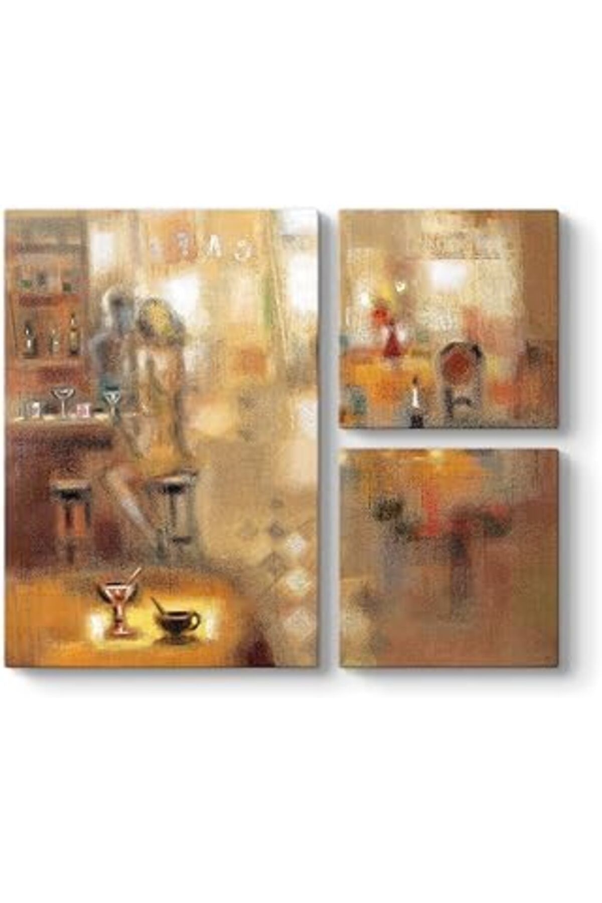 NETWORK ART Tabloshop Cafe Soyut Tablo 88 X 73-3 Parçalı