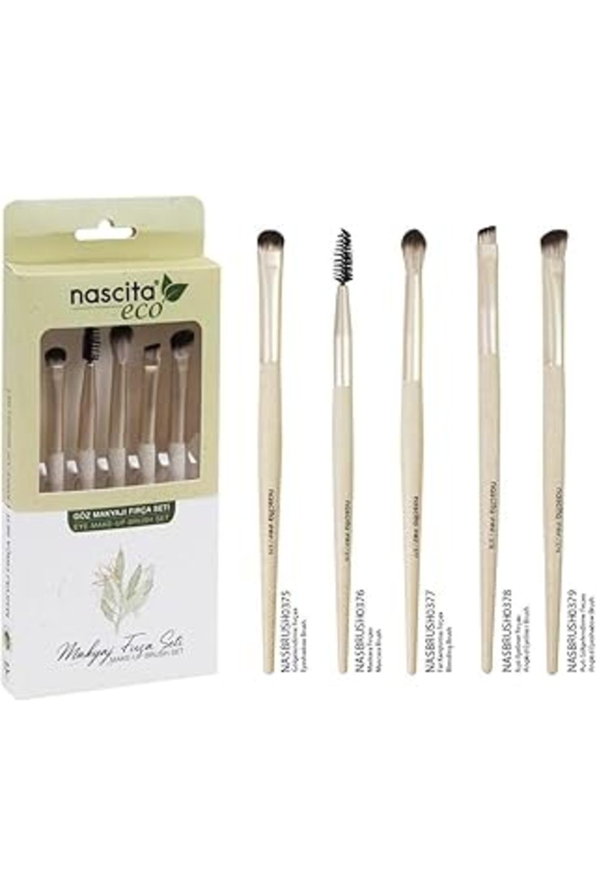 Mu Art Ahşap Eco Eye Make Up Brush Makyaj Fırçası 5Li Set