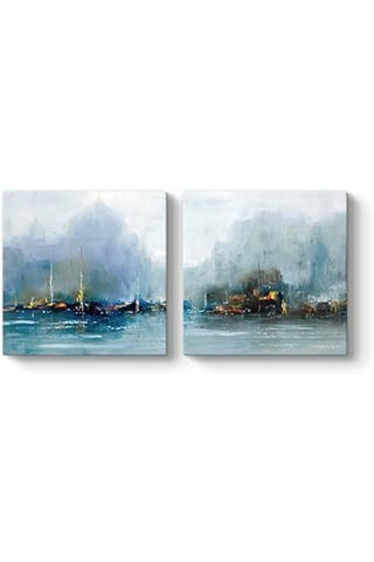 Pazarcan Tabloshop Soyut Yelkenliler Panorama Tablo 123 X 60-2 Parçalı
