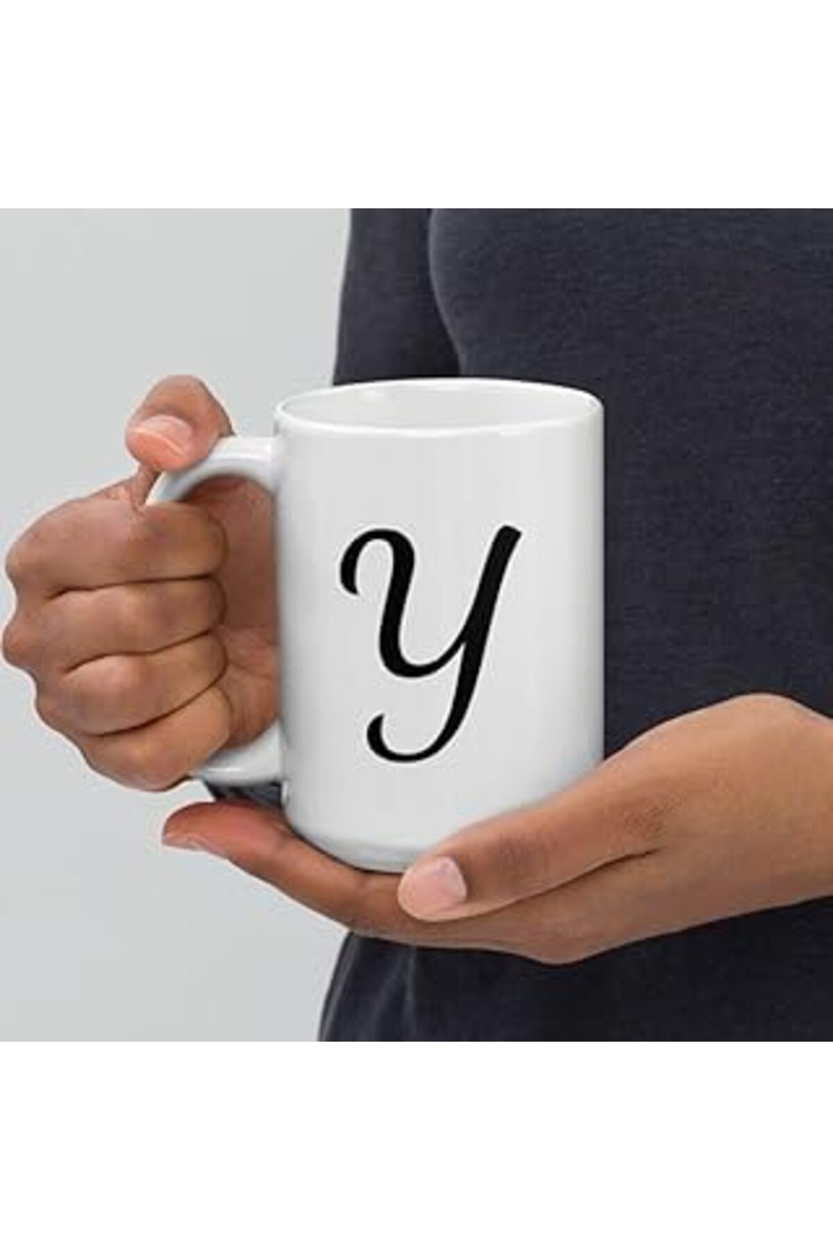 ASİTAN Print Dore Y Monogram - Beyaz Parlak Kupa - İngilizce Kahve Kupa