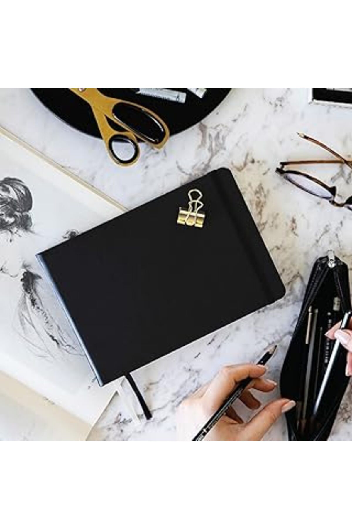 Pazarcan 21X15 Sert Kapak 80 Yaprak 140 Gr. Eskiz Defteri - Sketch Book – Siyah