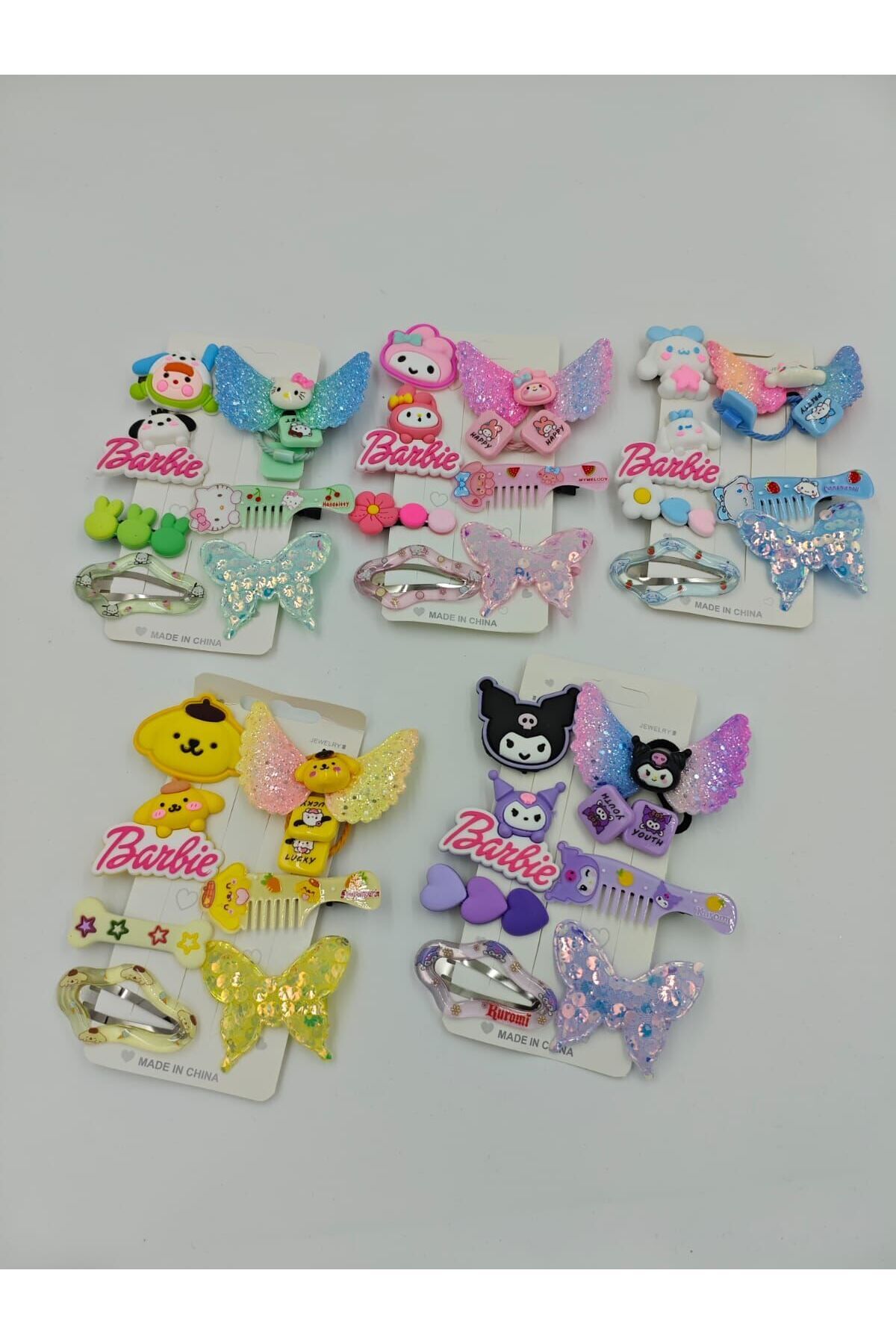 Zehra Aksesuar 8'li sanrio kawaii karakter temalı toka seti