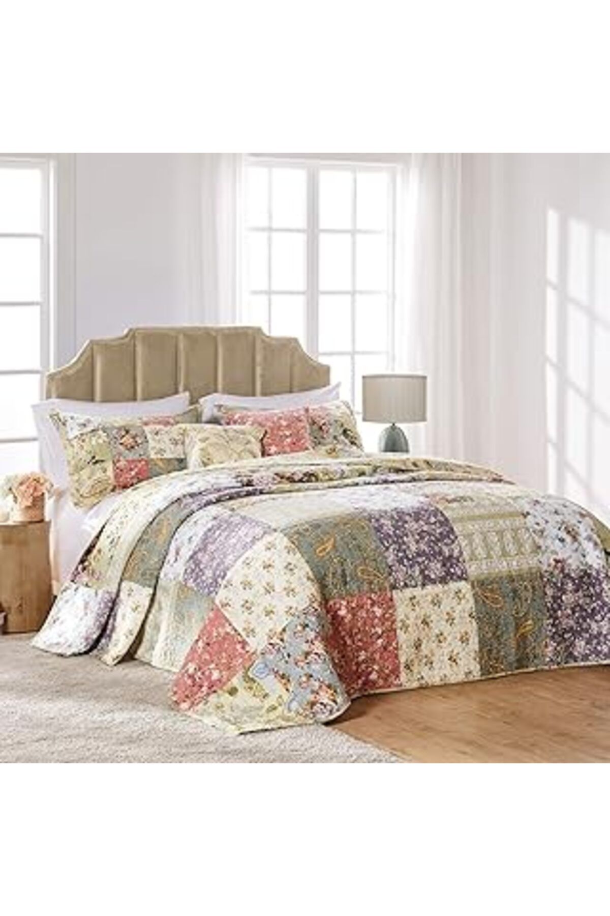 Qedii Greenland Home Blooming Prairie Yatak Örtüsü Seti, 3 Parça Tam, Çoklu