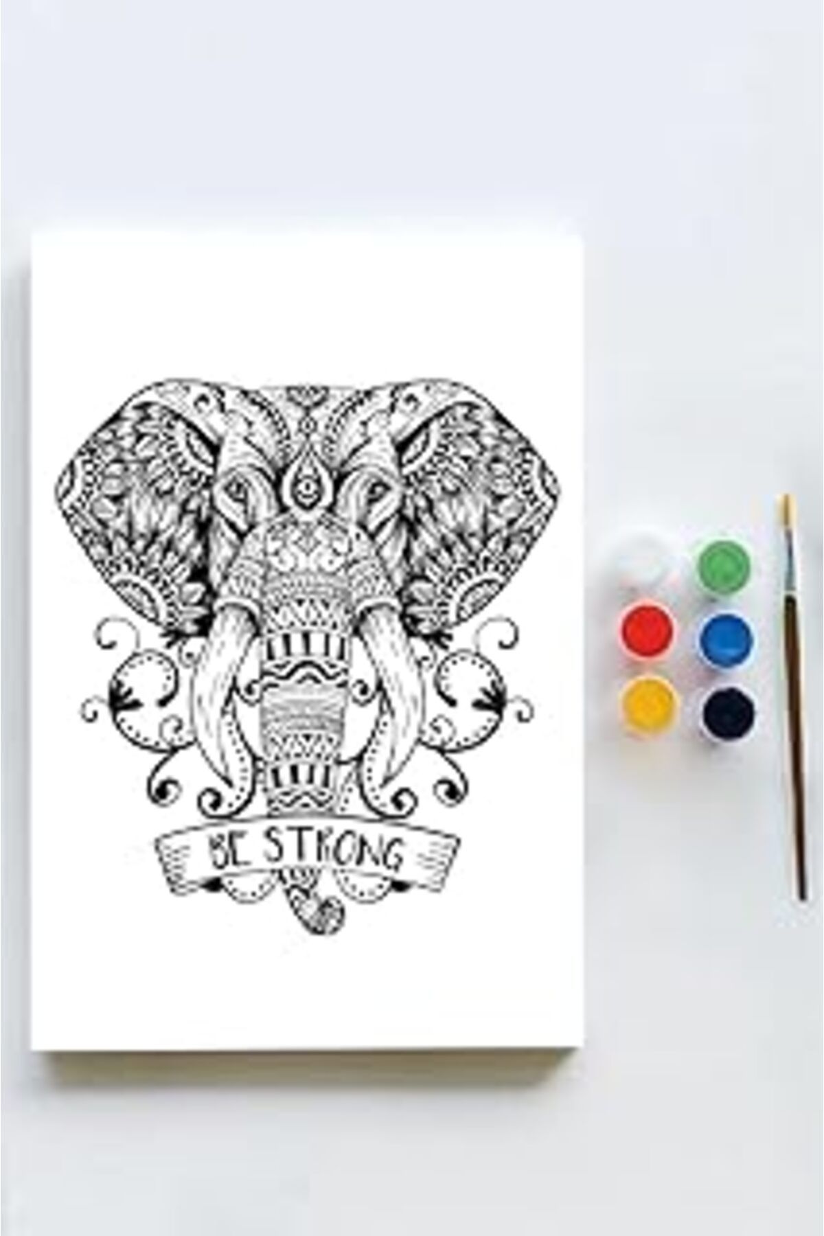 NETWORK ART Postermanya (Pster21620) Fil Mandala Tuval Kanvas Tablo Boyama Hobi Seti (50X70Cm)