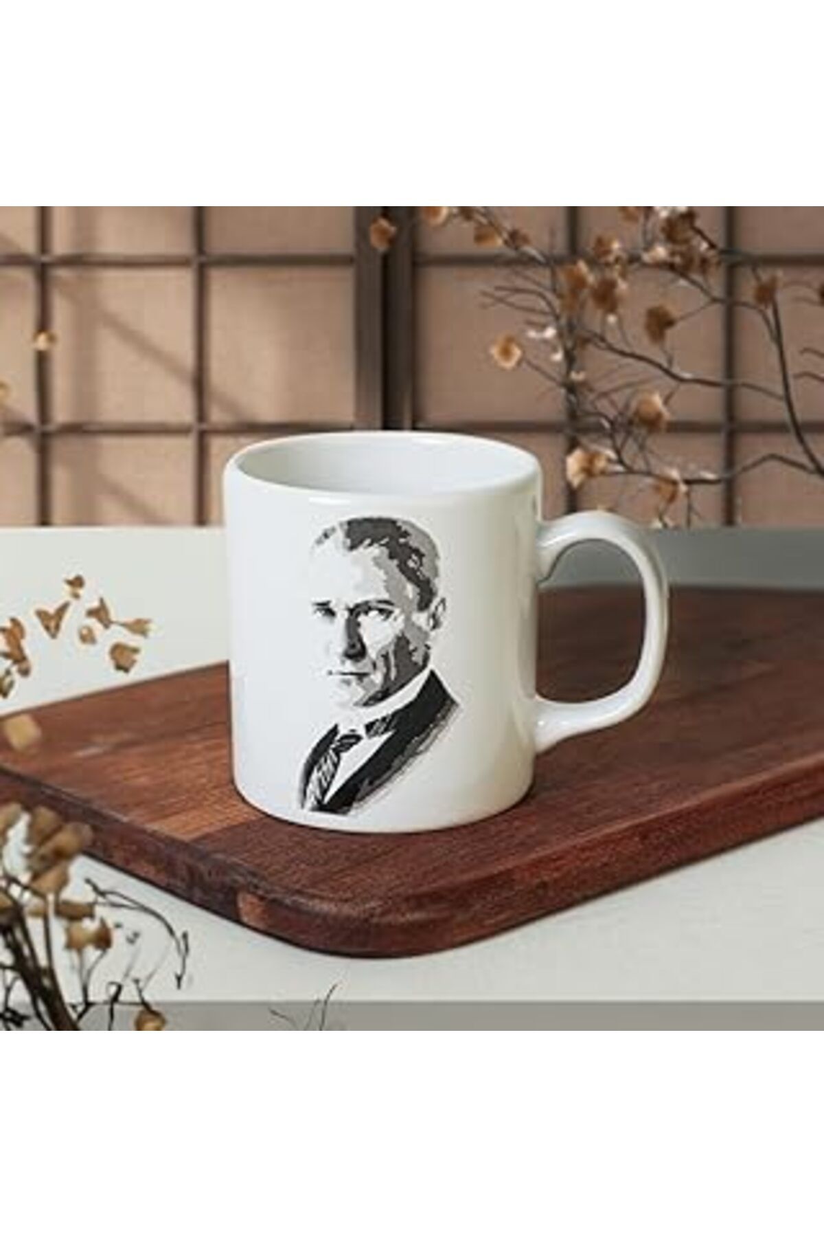 ASİTAN Keramika Atatürk Portre Beyaz Silindir Kupa 1 Adet