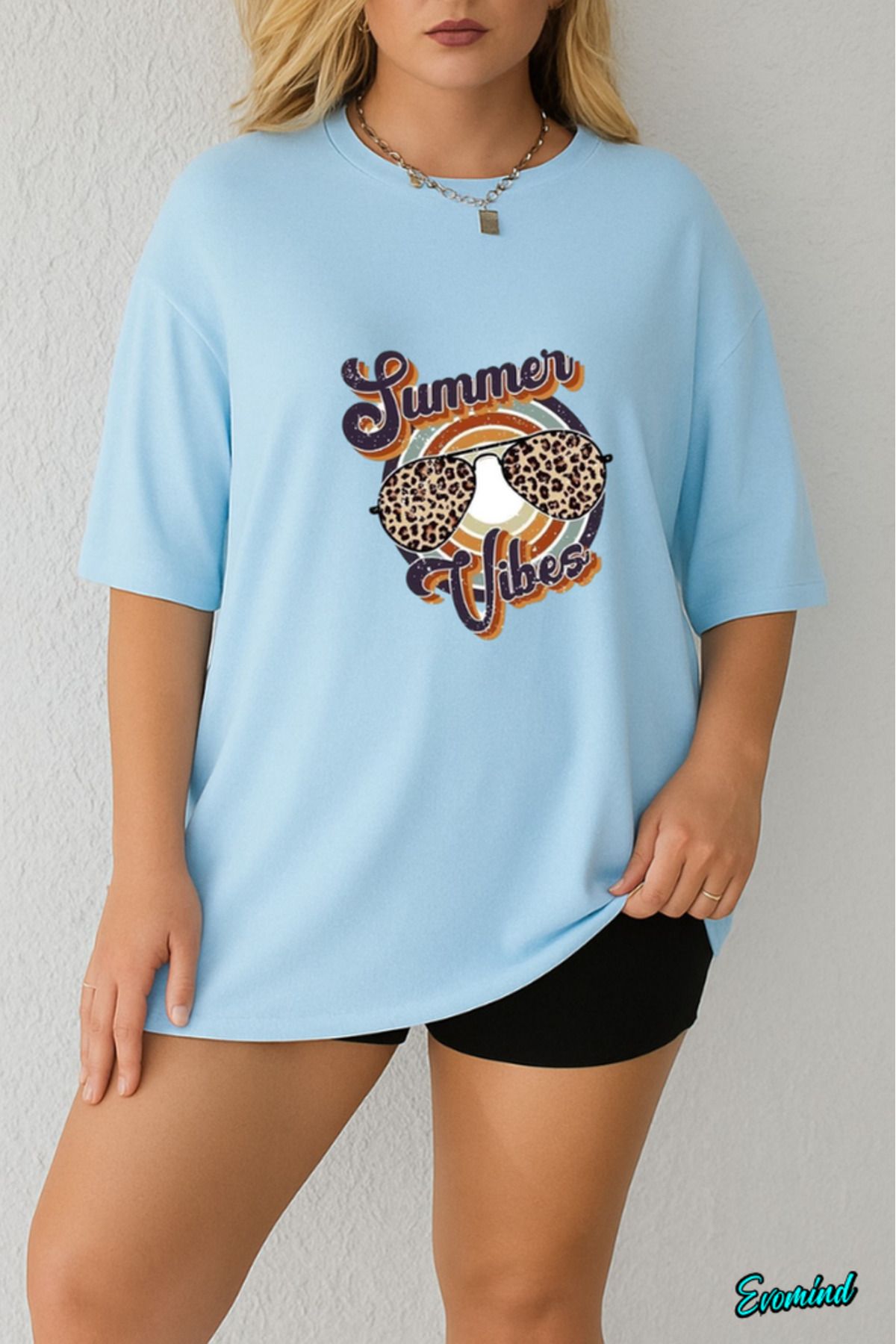 Evomind Büyük Beden Summer Baskılı T-shirt