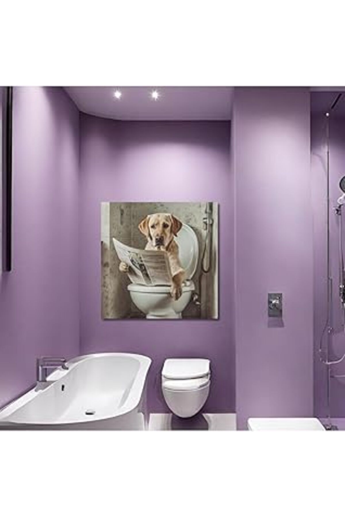 Mu Art Ahşap Gaagart Tekli Kanvas Banyo Tablosu Gazete Okuyan Kahverengi Labrador Köpek 40 X 40 Gartnm8384