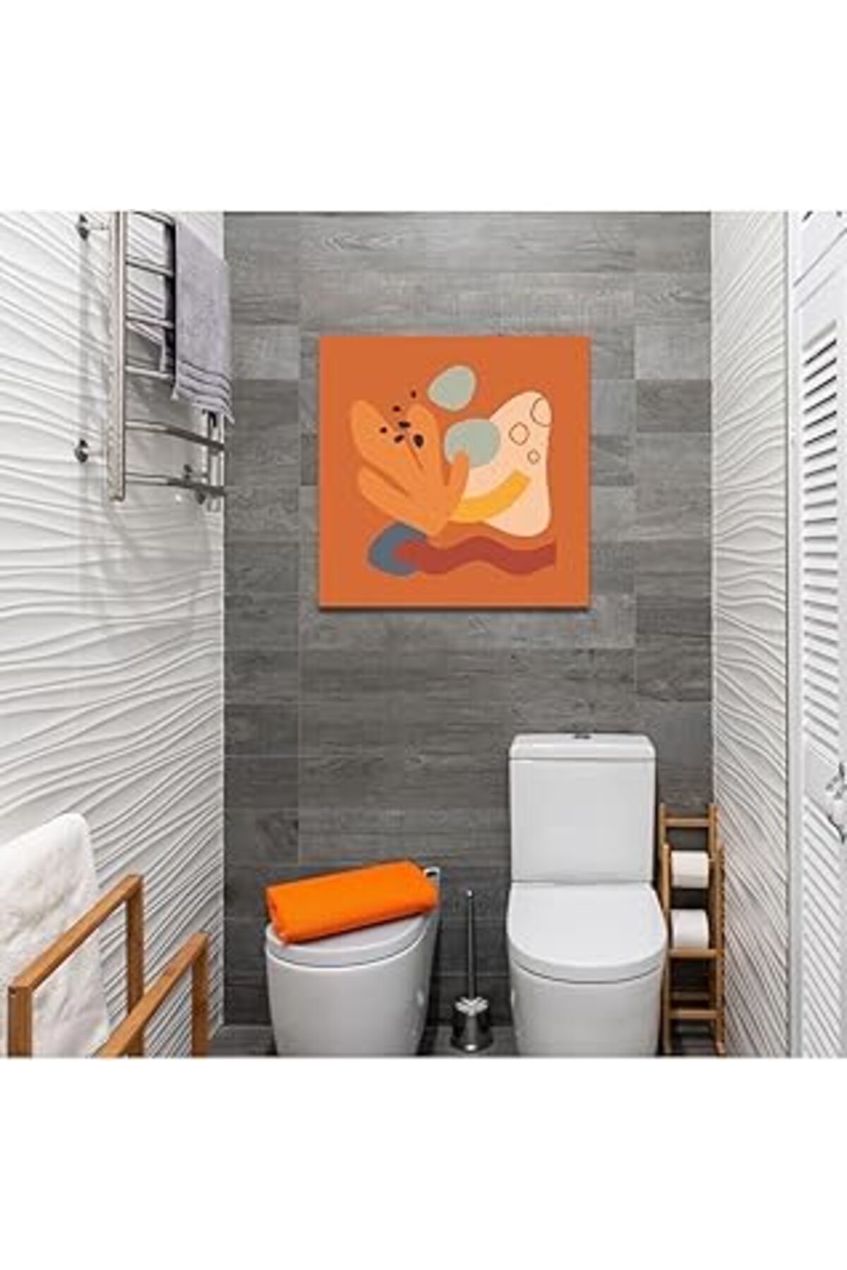 NETWORK ART Gaagart Tekli Kare Kanvas Banyo Tablosu Turuncu Renkli Şekiller 40 X 40 Gartnm8267