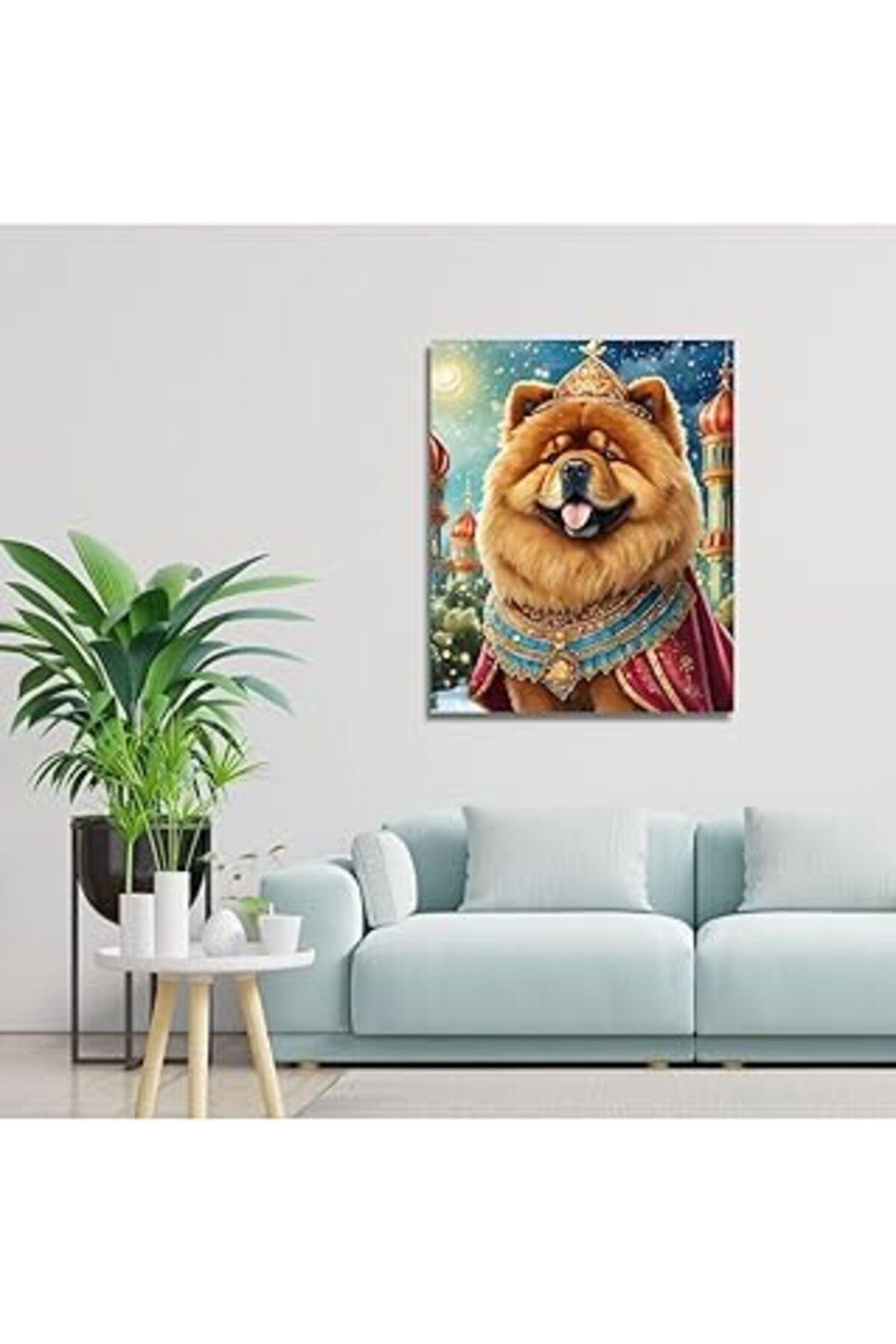 Pazarcan Gaagart Tekli Dikey Kanvas Duvar Tablosu Prenses Kostümlü Çin Aslanı Köpek 50 X 70 Gartnm7335