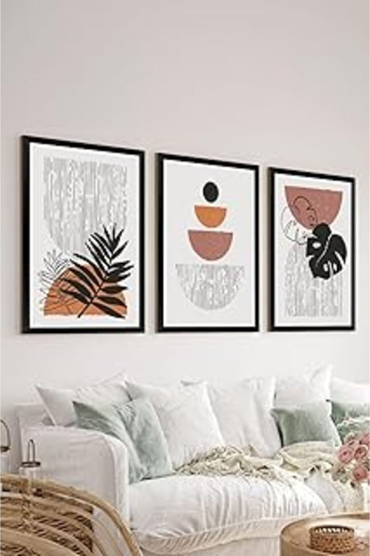Pazarcan Artavessa 3 Parça Siyah Çerçeve Görünümlü Mdf Tablo Seti Set 12, 20 X 30