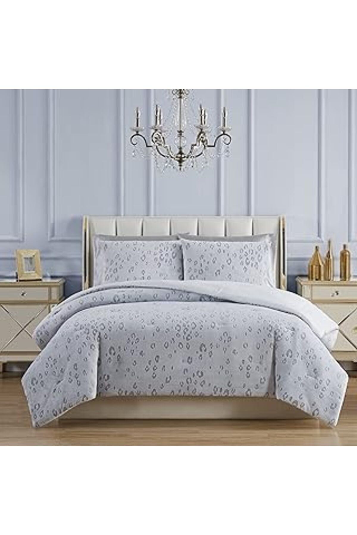Qedii Juicy Couture Kraliçe Yorgan Seti - Valentina Leopard 3 Parça Makinede Yıkanabilir Yatak Yorgan Set