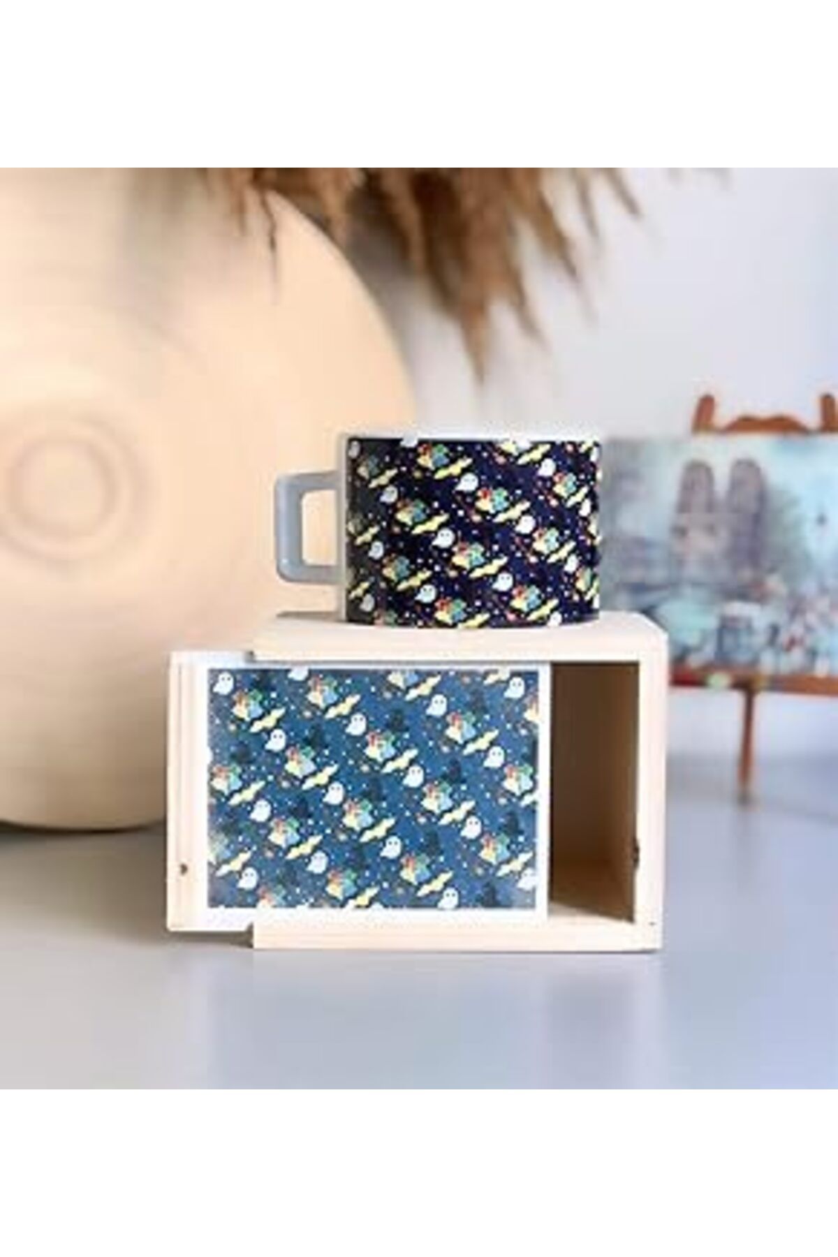 Mu Art Ahşap Giftmoda Mini Büyücü Tasarımlı Kutulu Kupa
