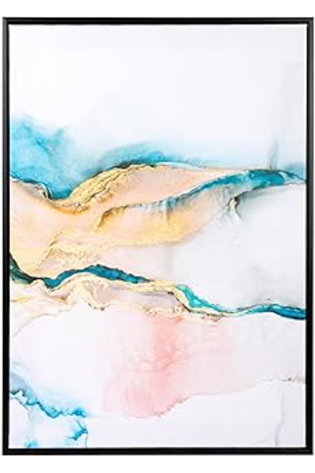 Pazarcan Herdekora Siyah Ahşap Çerçeveli Soyut Kanvas Tablo Mavi-Sarı 50X3X70 Cm.