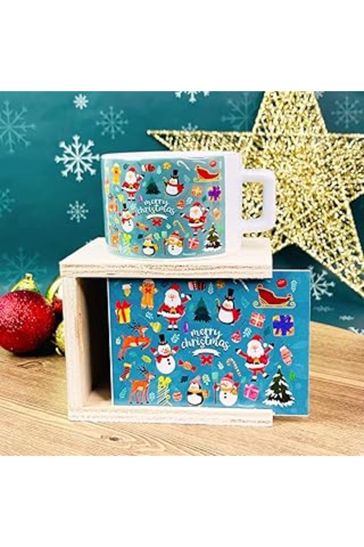 Pazarcan Giftmoda Mutlu Noeller Yılbaşı Tasarımlı Kutulu Kupa