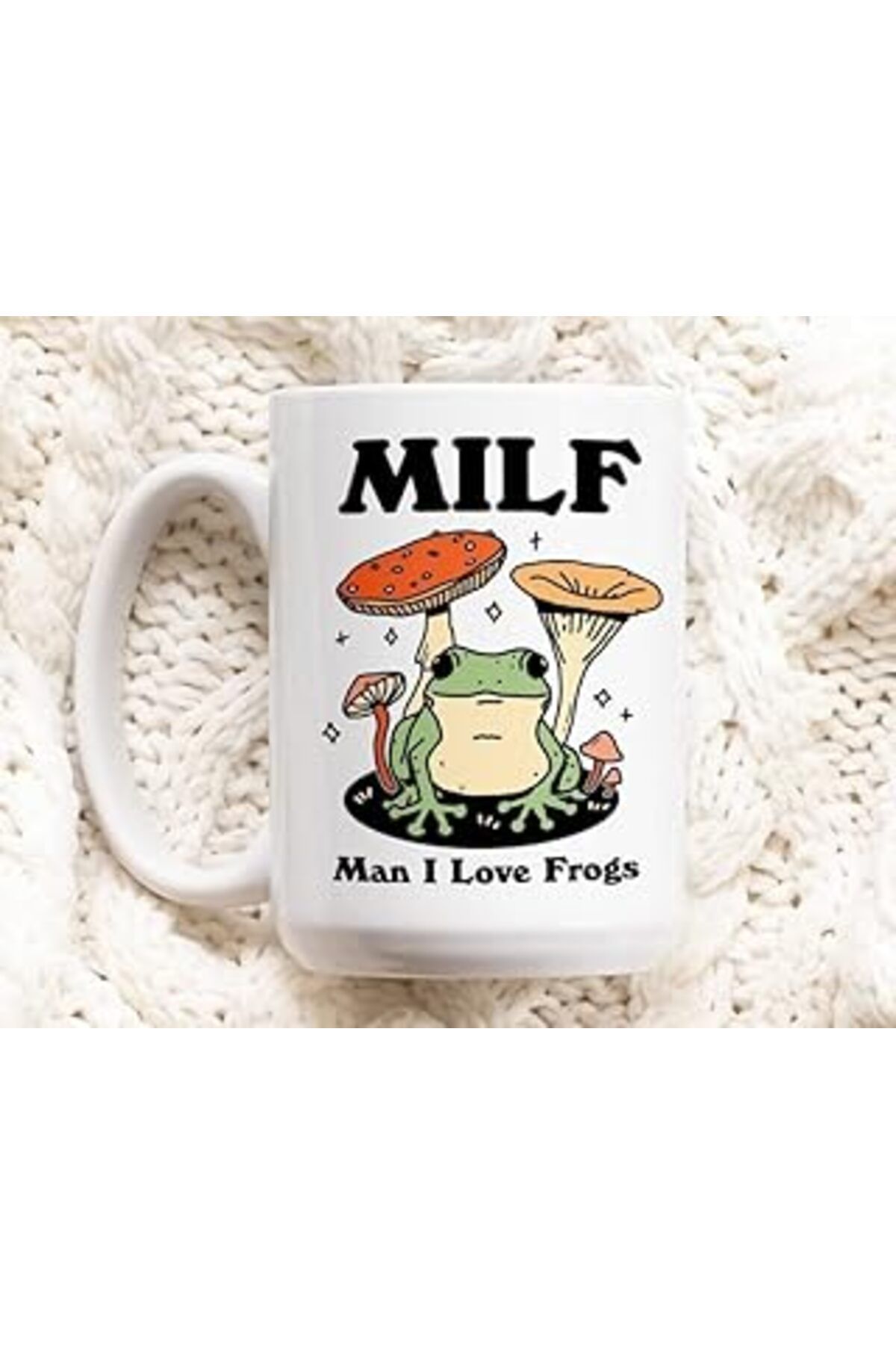 Pazarcan Print Dore Kurbağa Kahve Kupa, Kurbağaları Sevdiğim Adam Milf Seramik Bardak, Kurbağ,Ingilizce Kupa