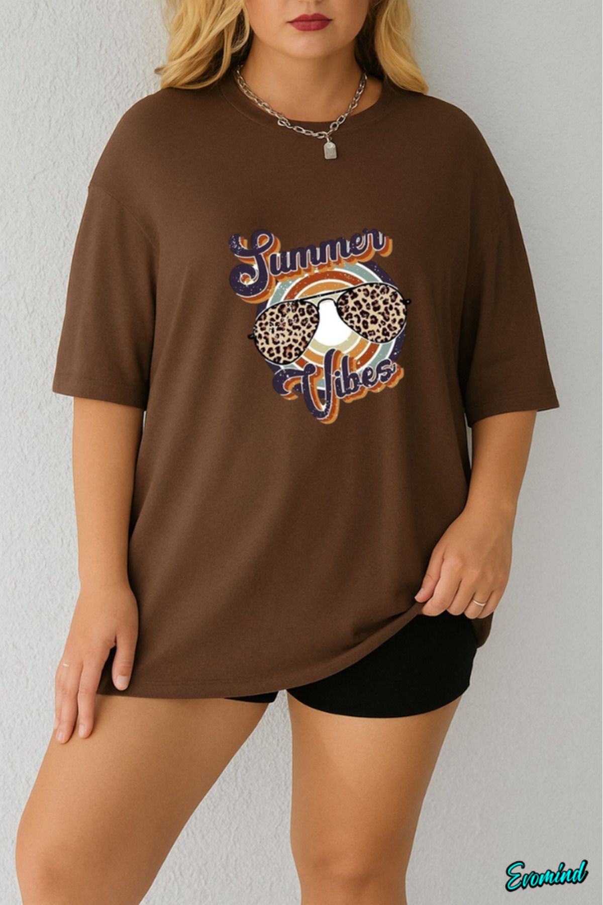 Evomind Büyük Beden Summer Baskılı T-shirt