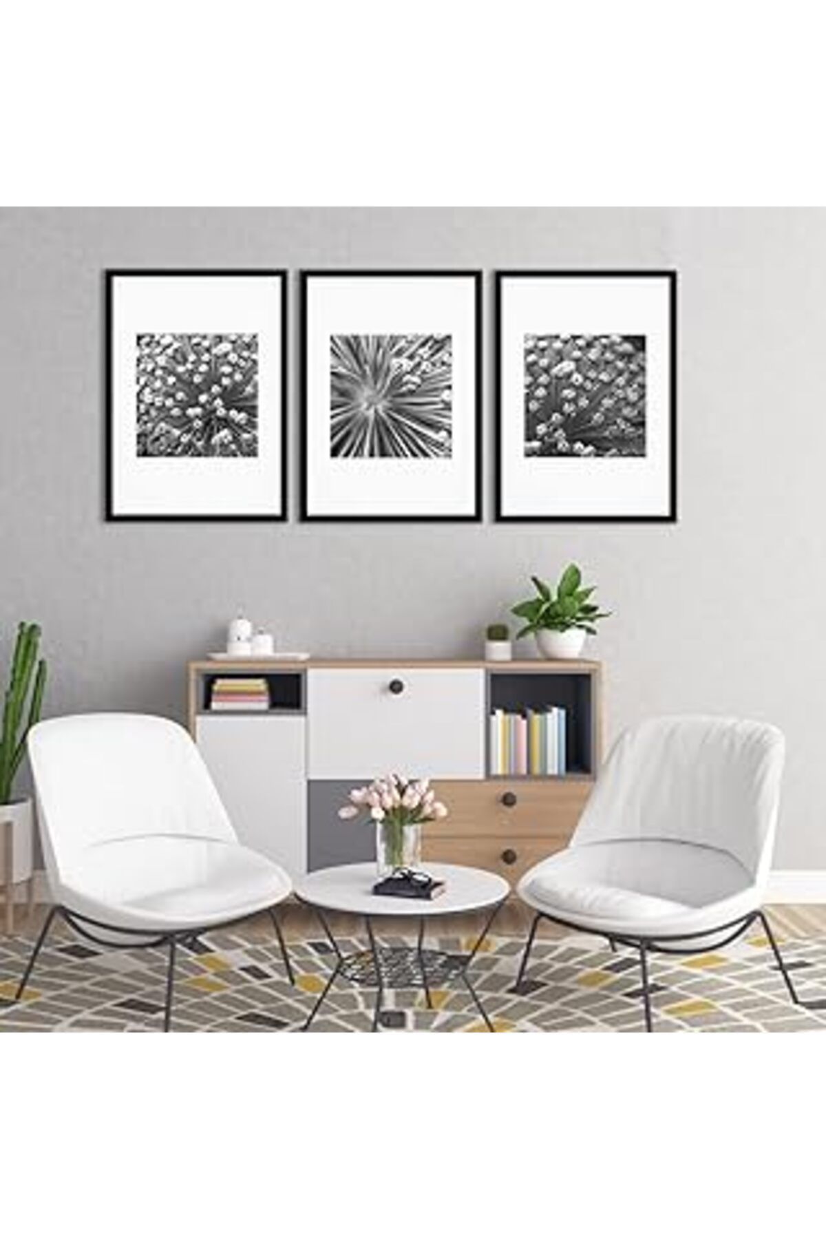 Pazarcan Tabloshop Tomurcuklar Çerçeveli 3 Parçalı Tablo 26 X 35Cm (3 Adet)