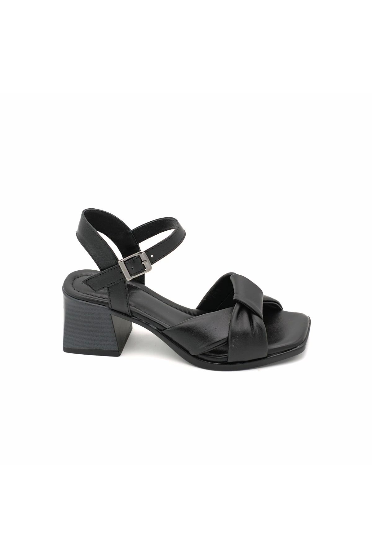 Metin Kundura BLL 478 Hakiki Deri Sandalet 6 cm Siyah