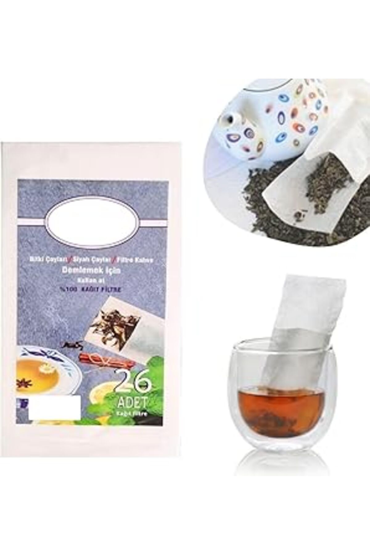 Mu Art Ahşap Ev Tipi Çay Demleme Poşeti 26'Lı Paket
