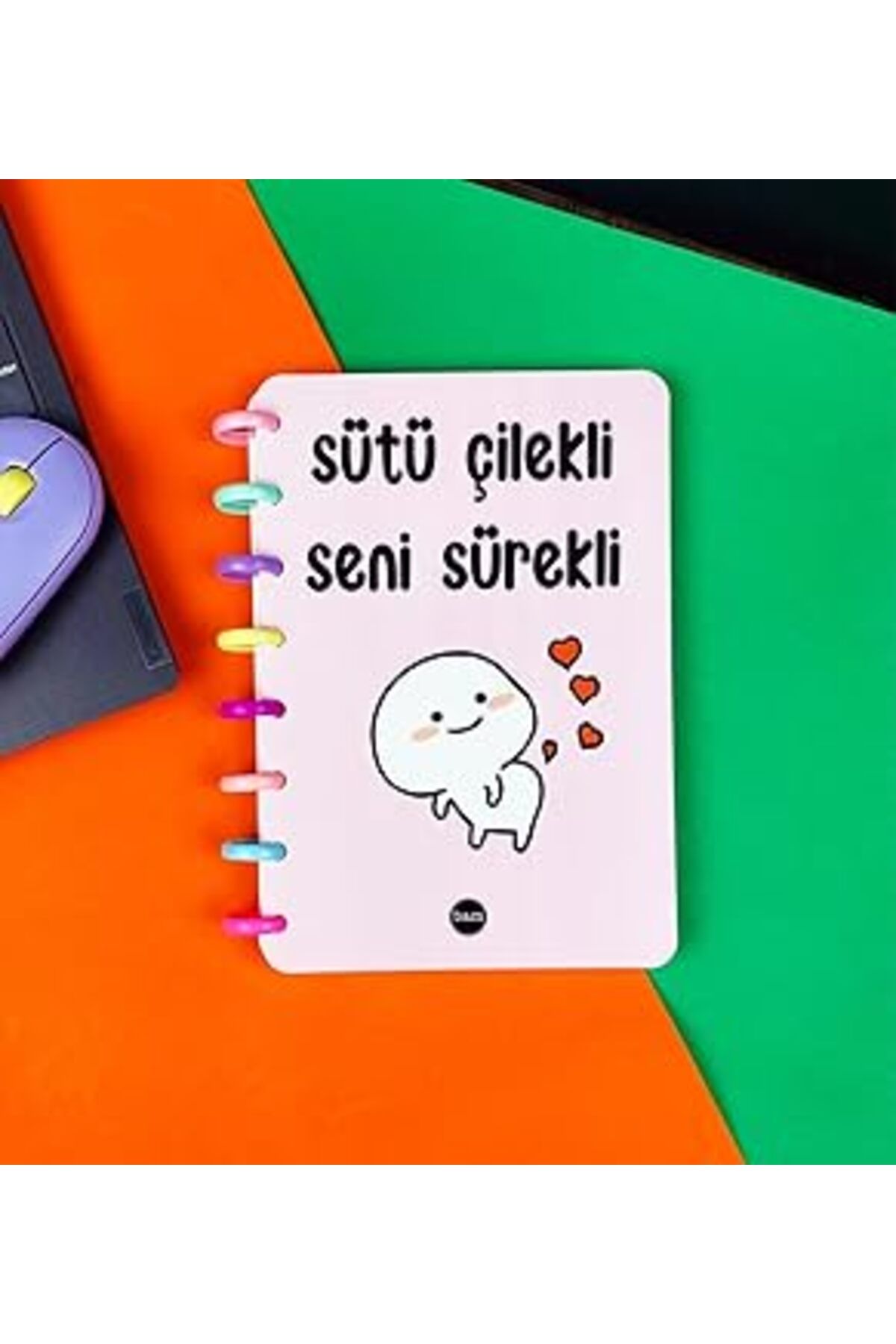 ASİTAN Sütü Çilekli Seni Sürekli Tasarımlı Yeni Nesil Kalp Spiralli Defter