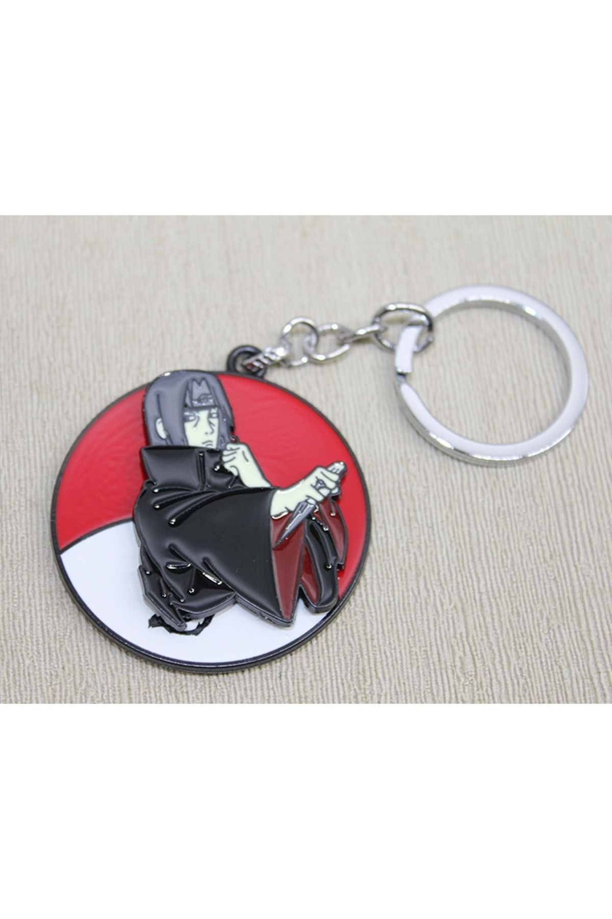 Mersi SHOP Itachi Uchiha Akatsuki Anahtarlık – Yuvarlak 5 cm Çap / Toplam Uzunluk 11 cm