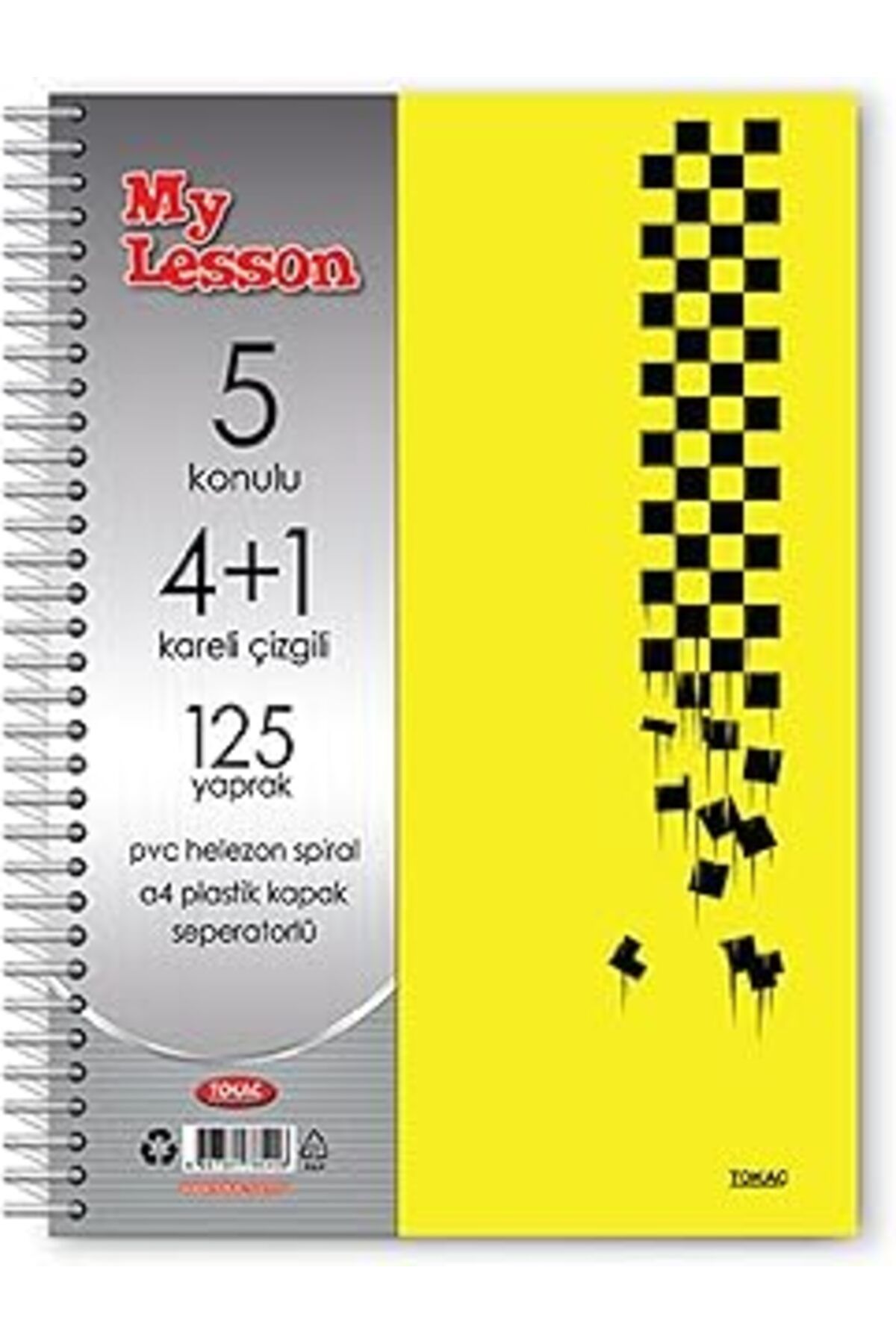 ASİTAN Npratik Tokaç My Lesson Plastik Kapak A4 4+1 125 Yaprak Spiralli 5 Bölmeli Ayraçlı Kareli Çizgili D