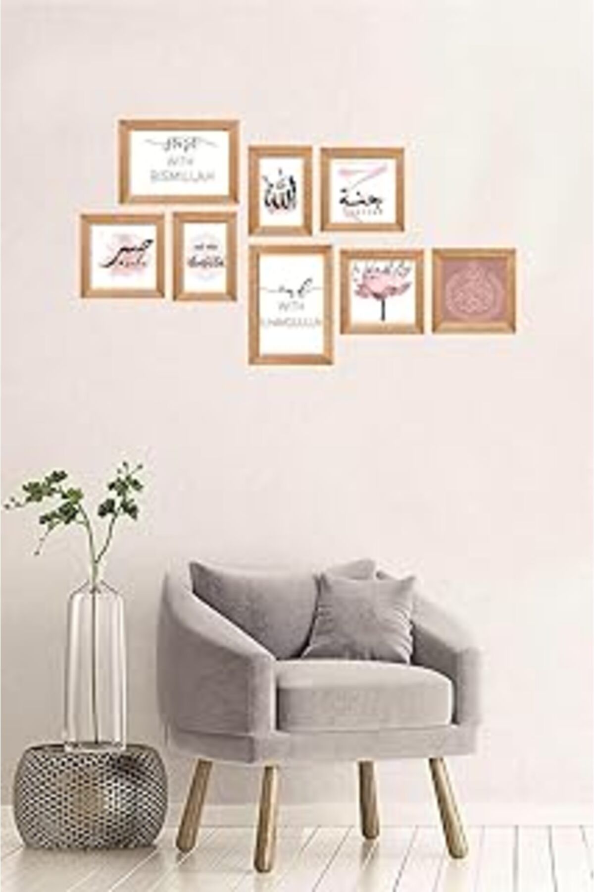 Mu Art Ahşap Dekolia 8 Parça Dekoratif Mdf Tablo Seti Çerçeve Görünümlü Dekoliadko5532