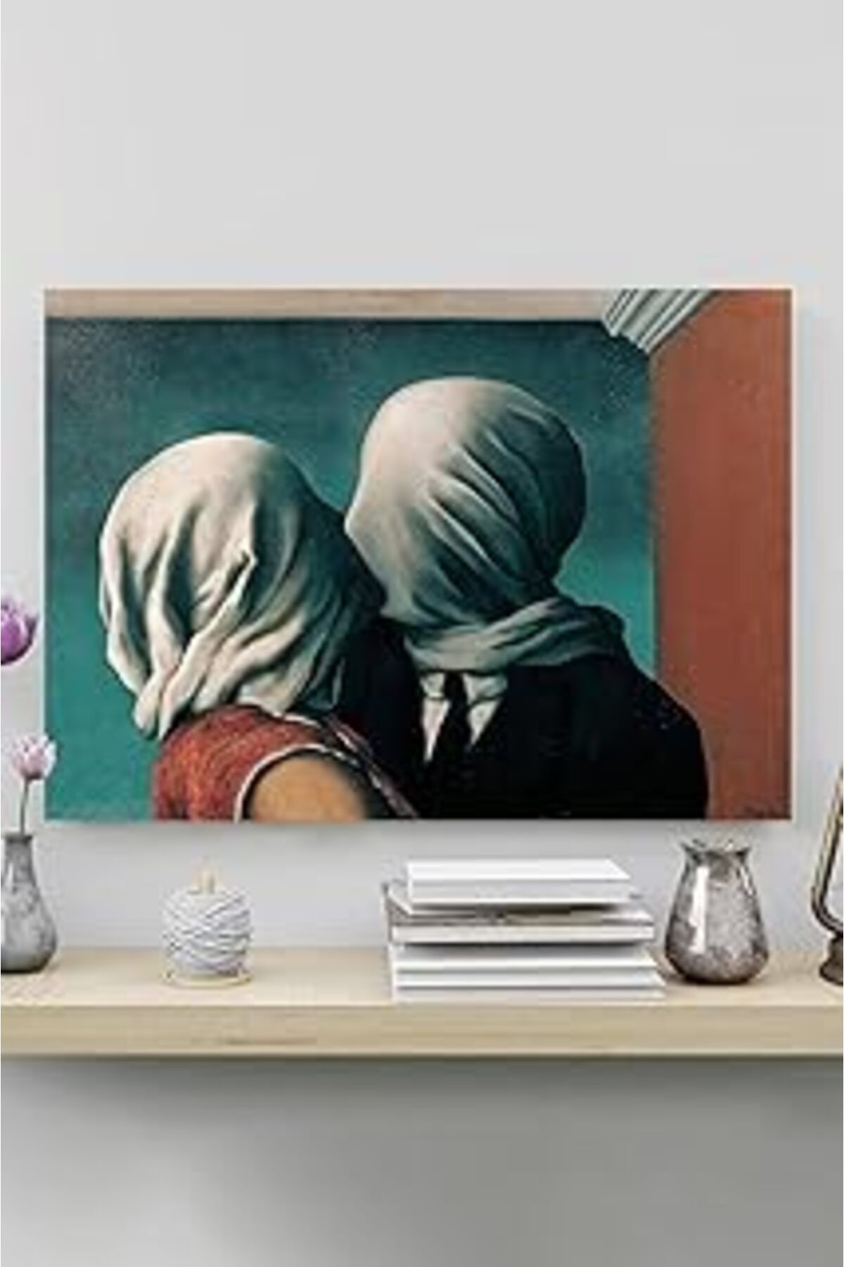 Mu Art Ahşap Postermanya (Pster20210) The Lovers - Aşıklar - Rene Magritte Sanatsal Poster 80 X 115