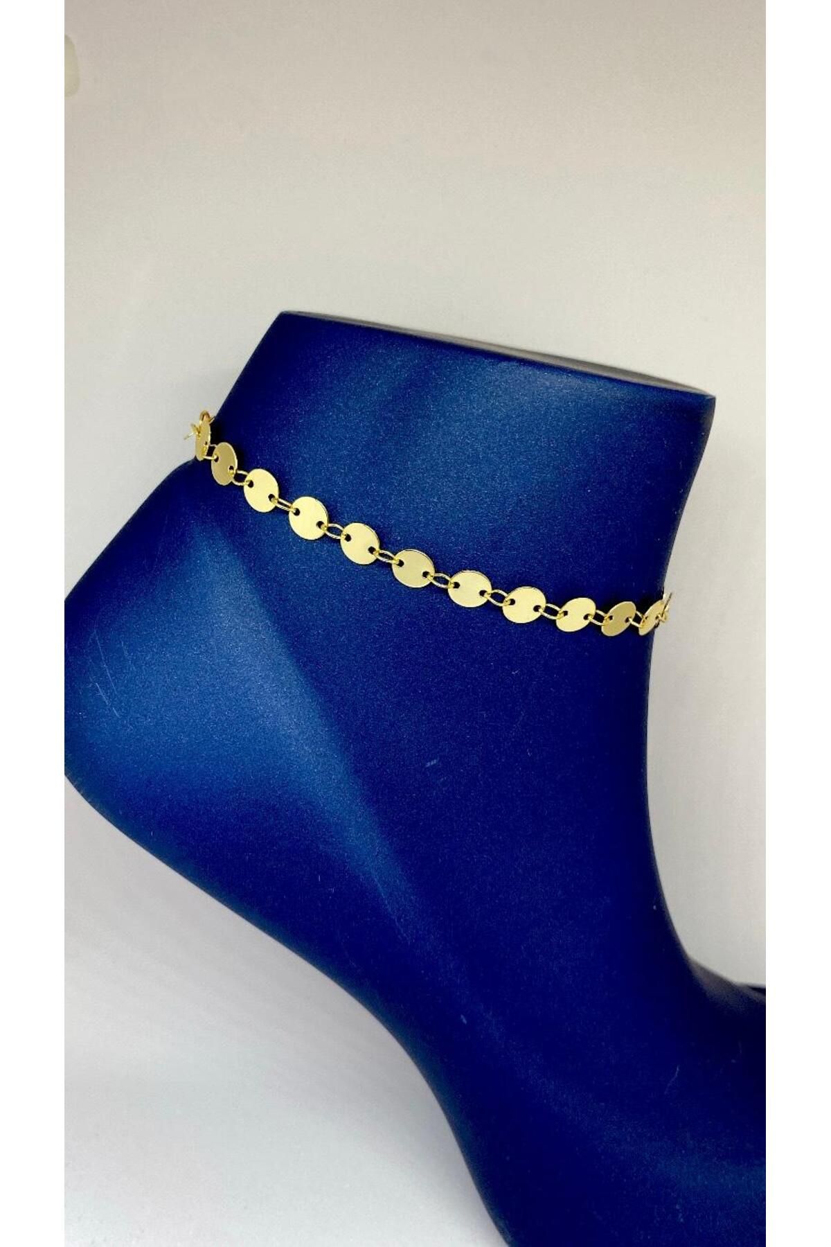 Axuu Collection Gold Renk Pullu Halhal Pul Model Halhal Şık Halhal Altın Renk Halhal